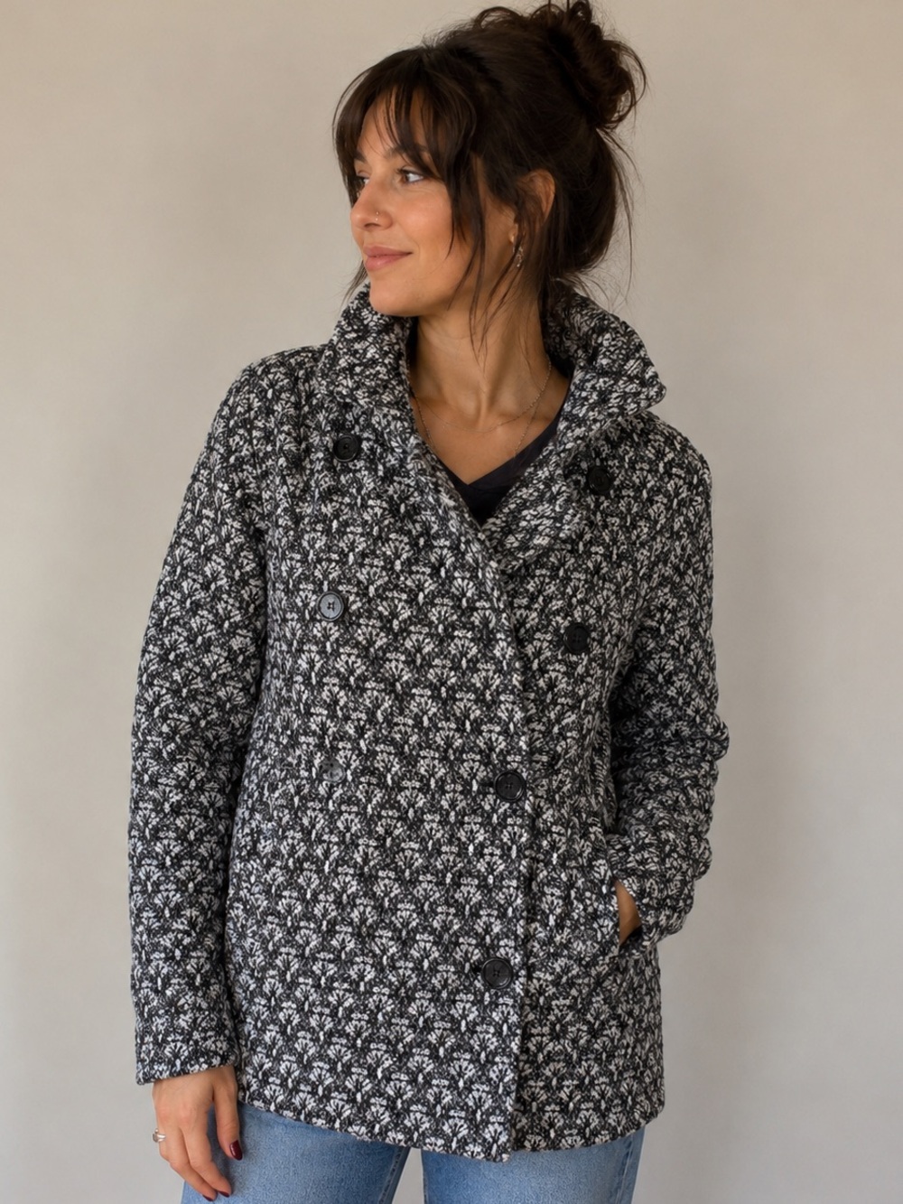 Steve Madden Black and White Patterned Jacket